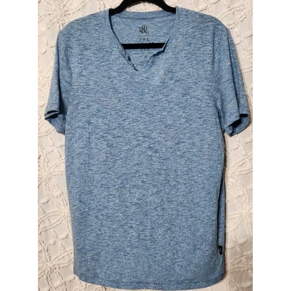 Rock & Republic Mens Spacedye Tshirt‎ Size M Heather Blue Preppy Casual